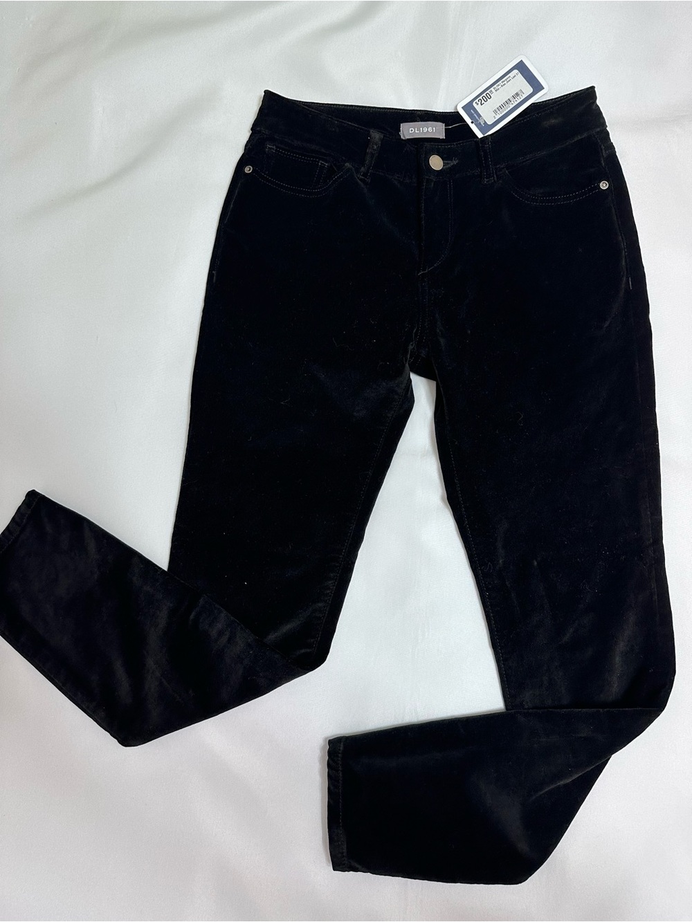 DL1961 Black Velvet Margaux Instasculpt size 27 mid rise ankle pants NWT